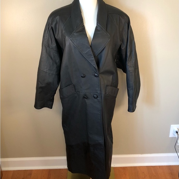Greg Bell Black Leather Double-Breasted & Fully Lined Coat Style GB7302 Size S - Picture 2 of 12